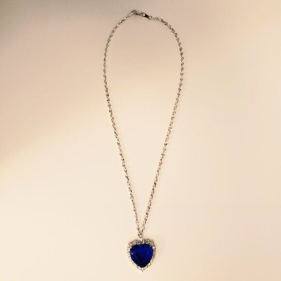 Vintage 1998 Repro Titanic Movie Blue Heart of the Ocean Necklace BC Lind Signed - Picture 2 of 9